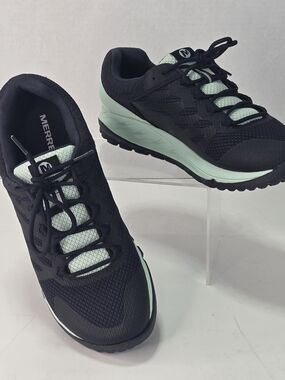 Merrell Antora 2 Women’s Black & Mint Trail Hiking  Running Shoes Size 9 1/2 9.5